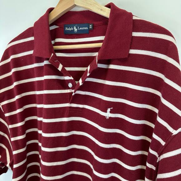 Ralph Lauren Red And White Stripe Short Sleeve Polo Mens Size 3X - Picture 2 of 11